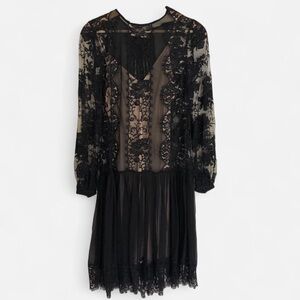Zimmermann Black Lace Long Sleeve Dress